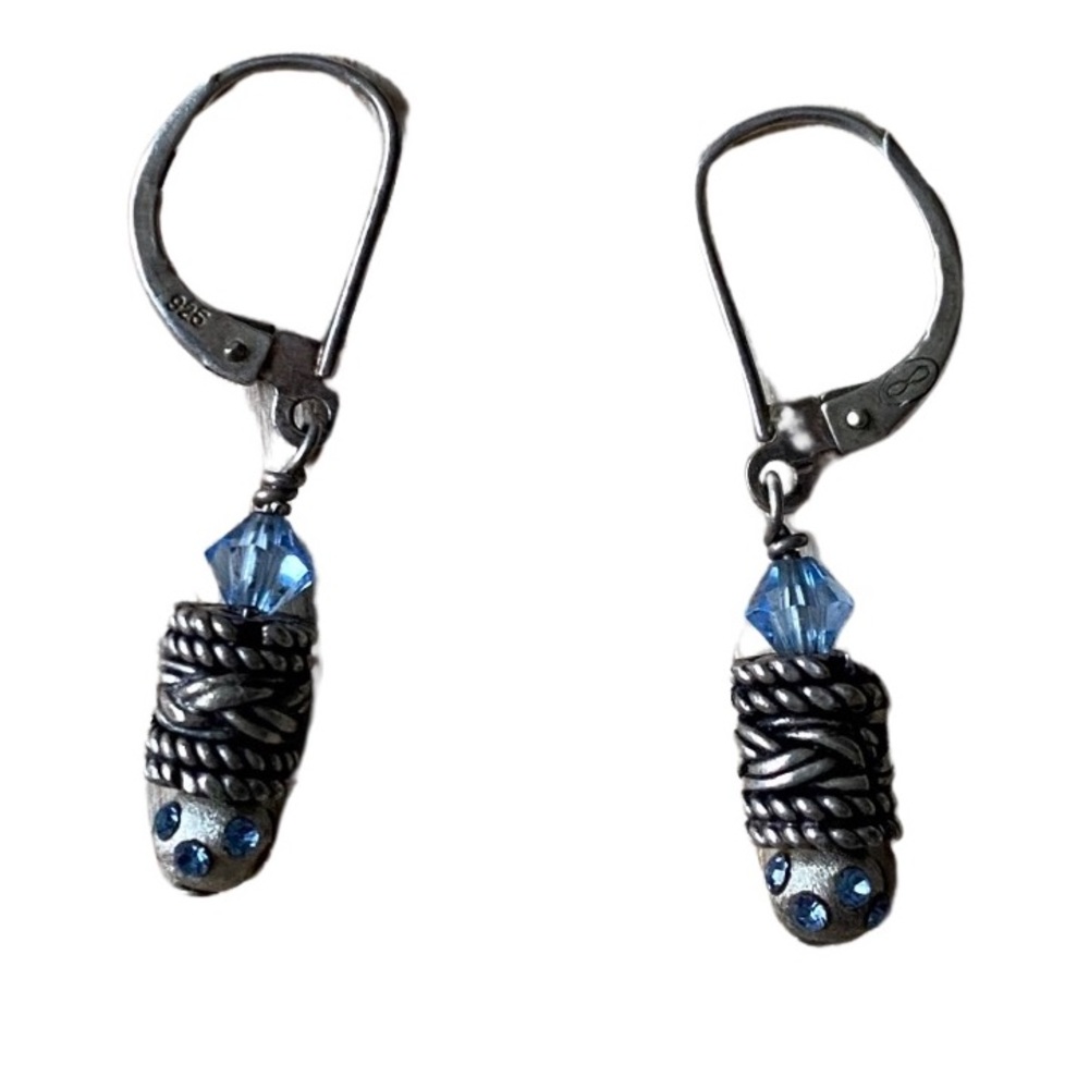Vintage sterling silver 925 blue crystal earrings